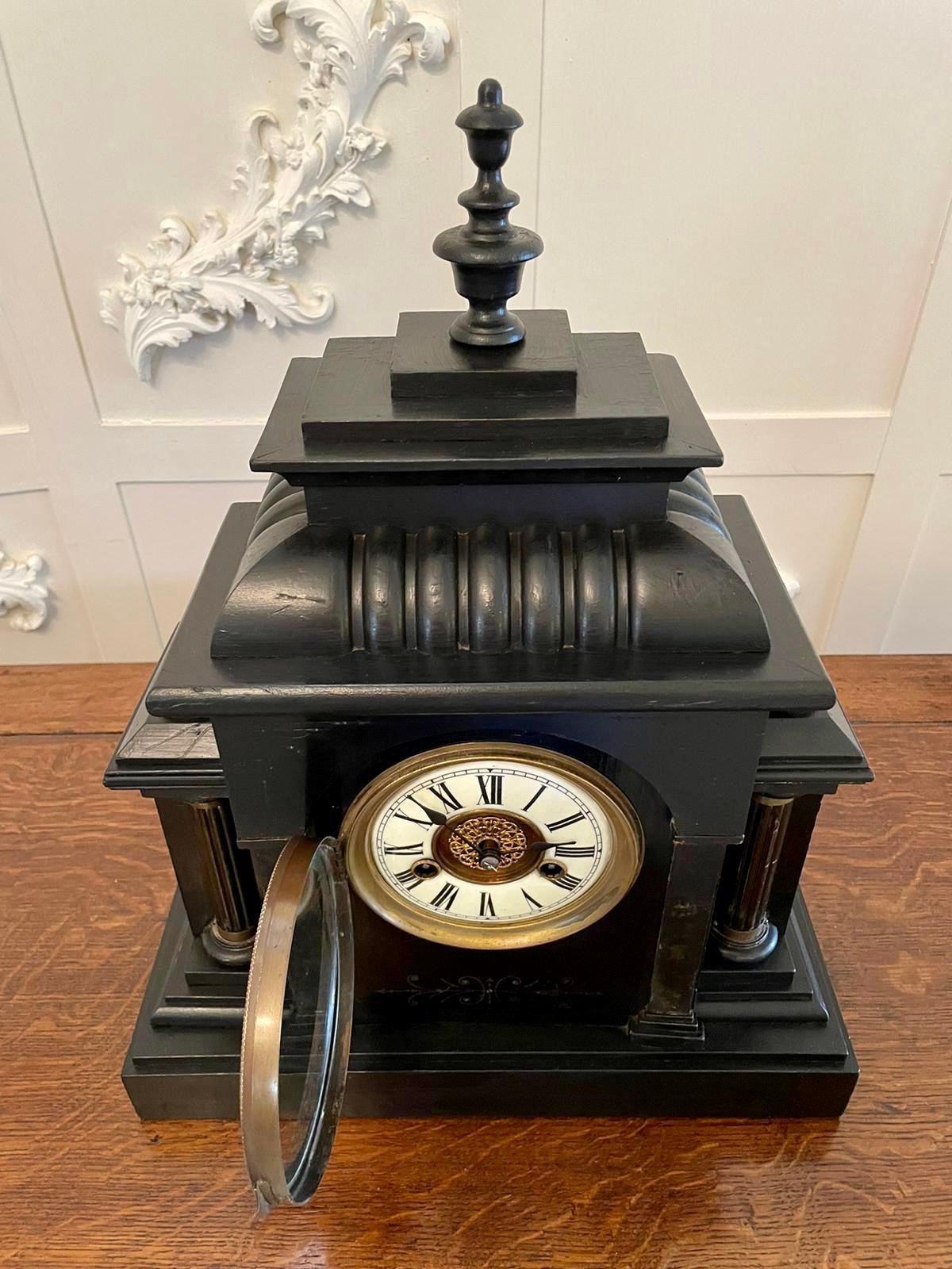 Large Victorian 19th Century Antique Faux Marble Mantel Clock In Good Condition For Sale In Suffolk, GB