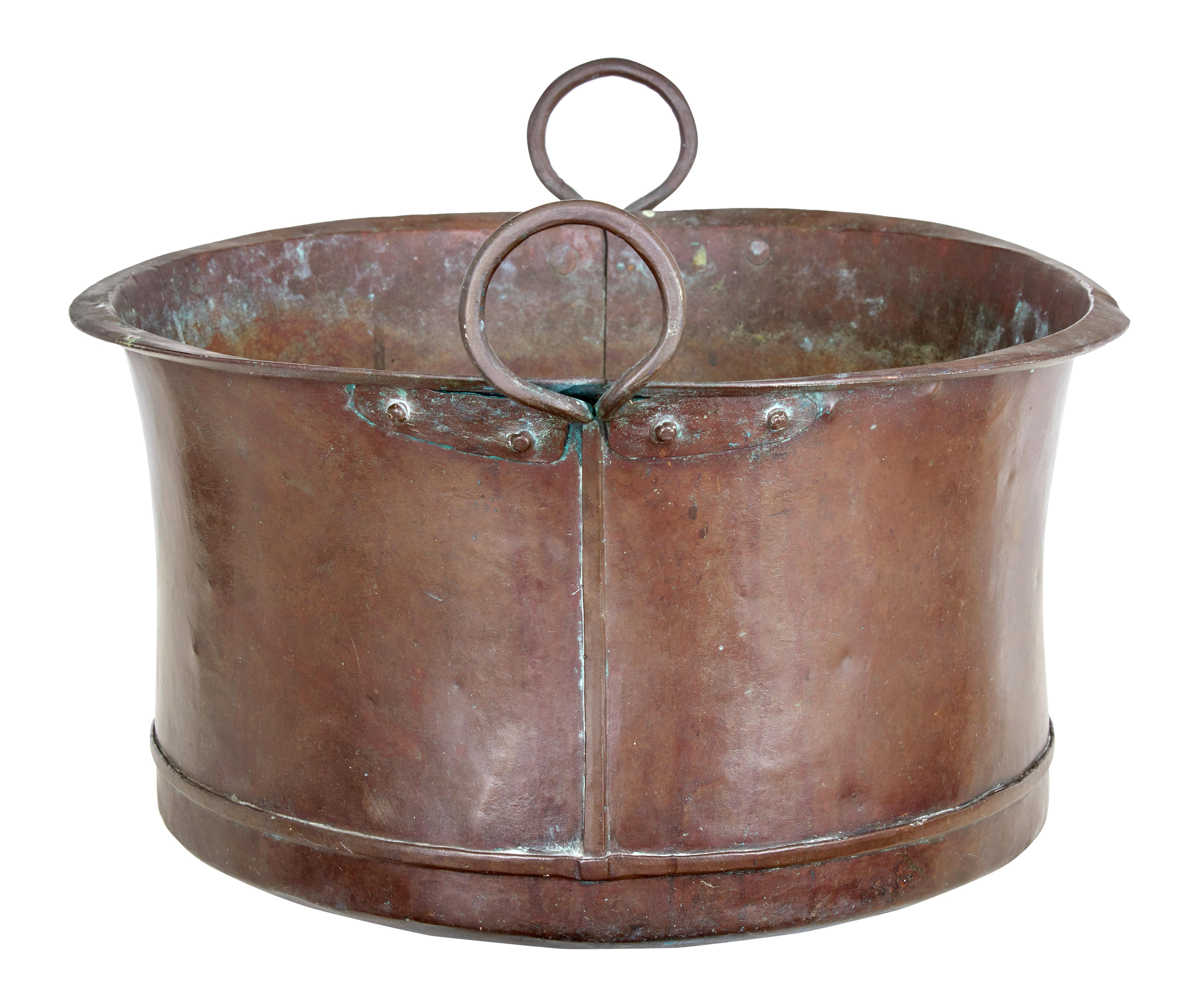 English Large Victorian 19th Century Copper Vessel Bin