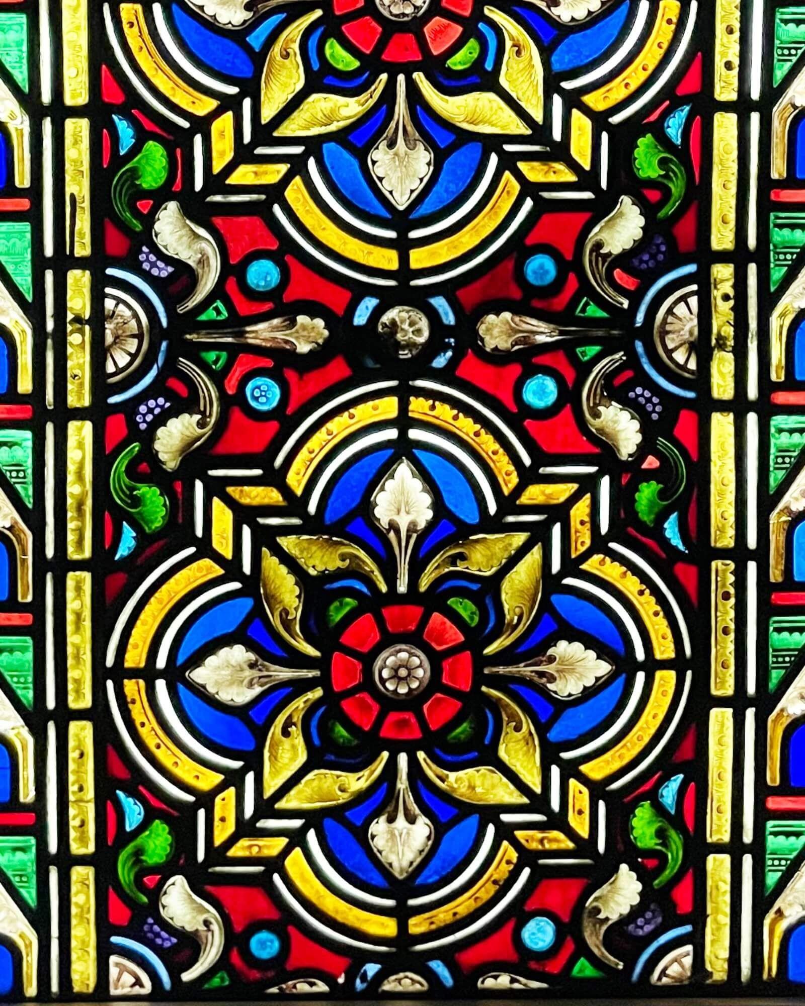 English Large Victorian 19th Century Stained Glass Window For Sale