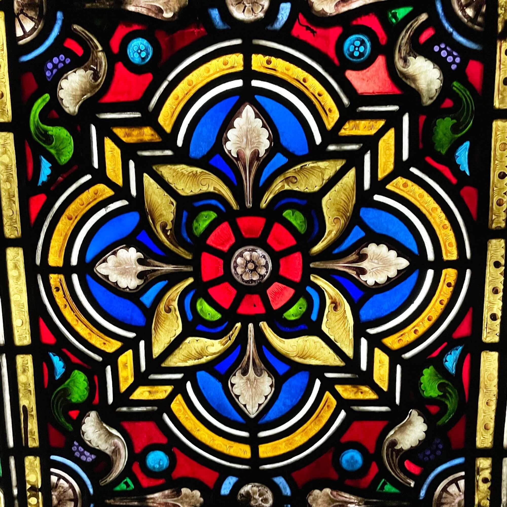 Large Victorian 19th Century Stained Glass Window For Sale 2