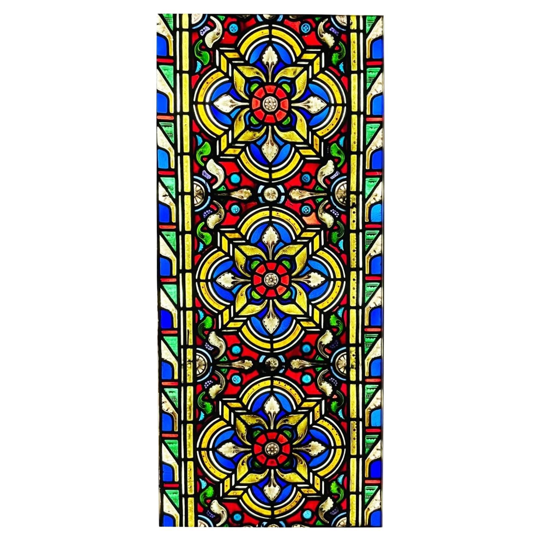 Large Victorian 19th Century Stained Glass Window For Sale