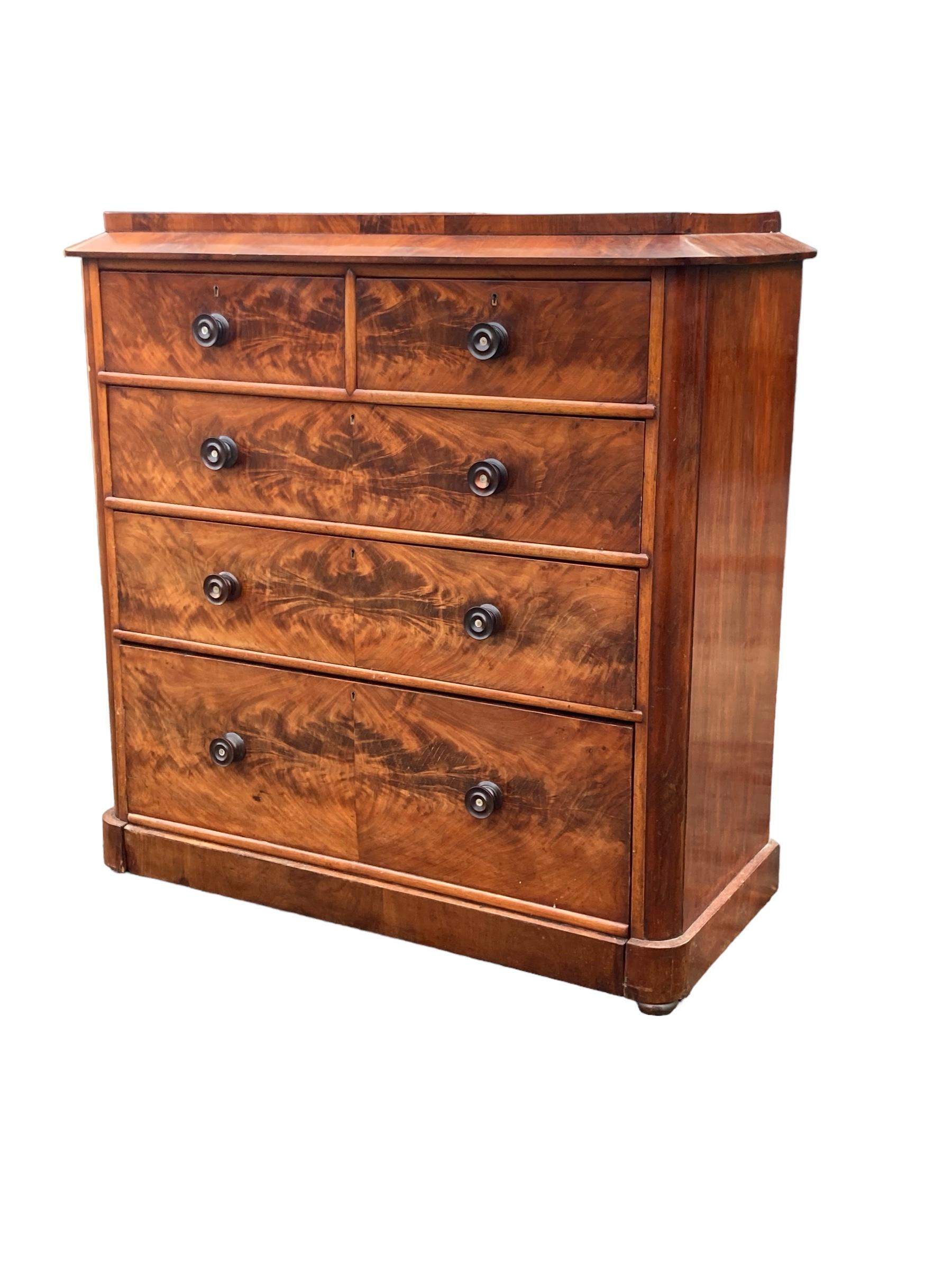 Large Victorian 2 over 3 Graduated Mahogany Chest of Drawers. For Sale 1