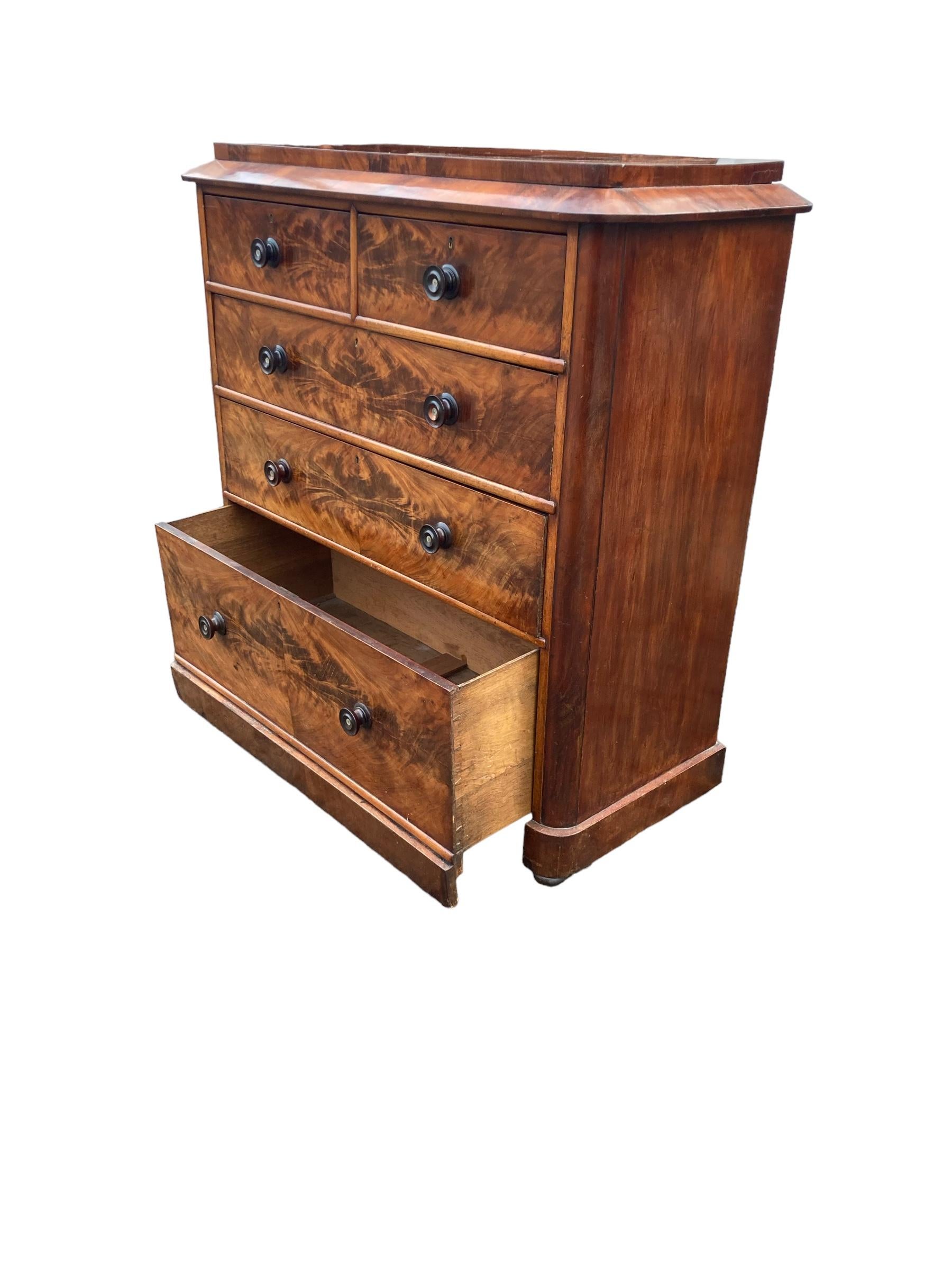 Large Victorian 2 over 3 Graduated Mahogany Chest of Drawers. For Sale 2