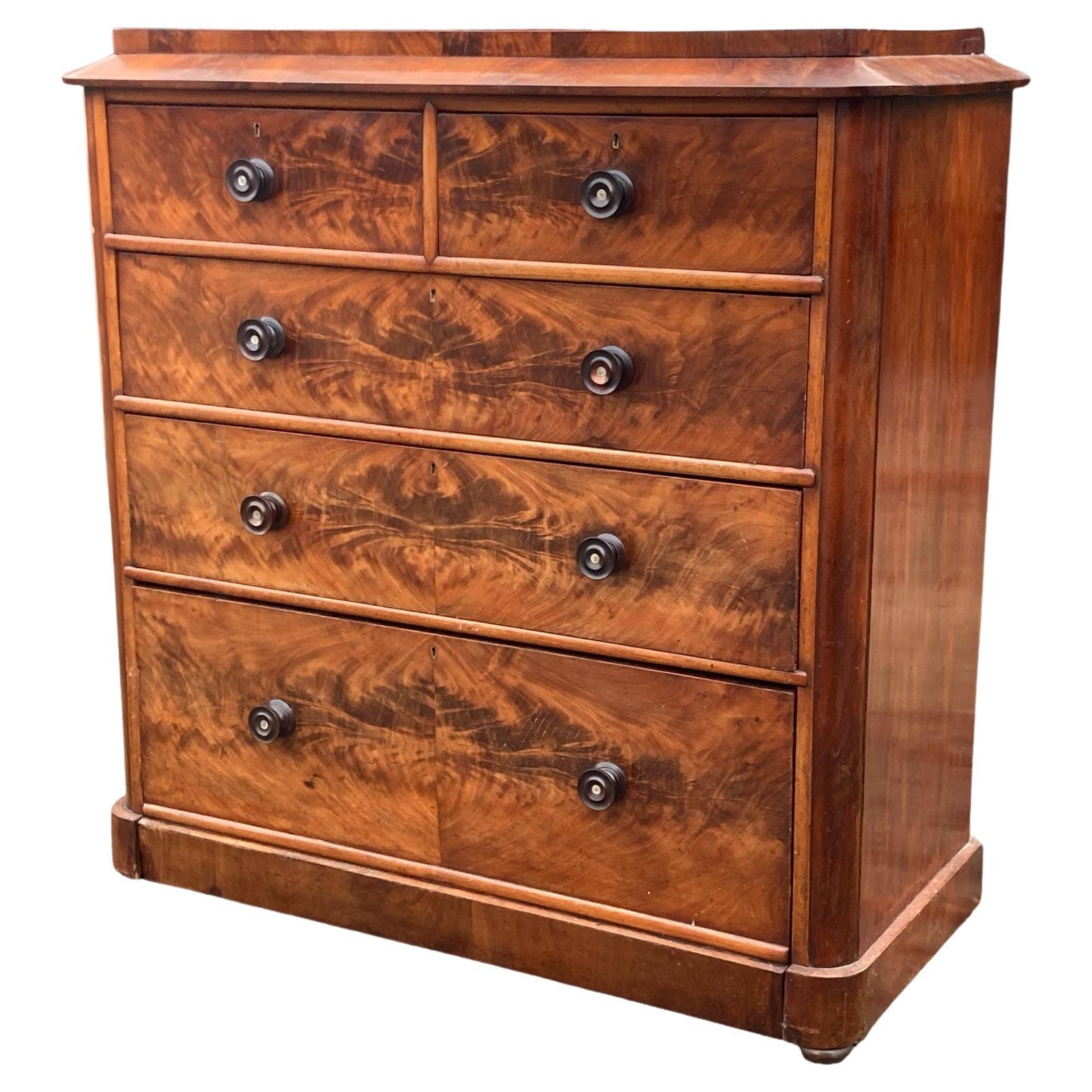 Large Victorian 2 over 3 Graduated Mahogany Chest of Drawers. For Sale
