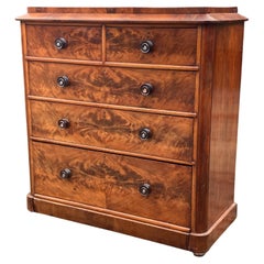 Antique Large Victorian 2 over 3 Graduated Mahogany Chest of Drawers.