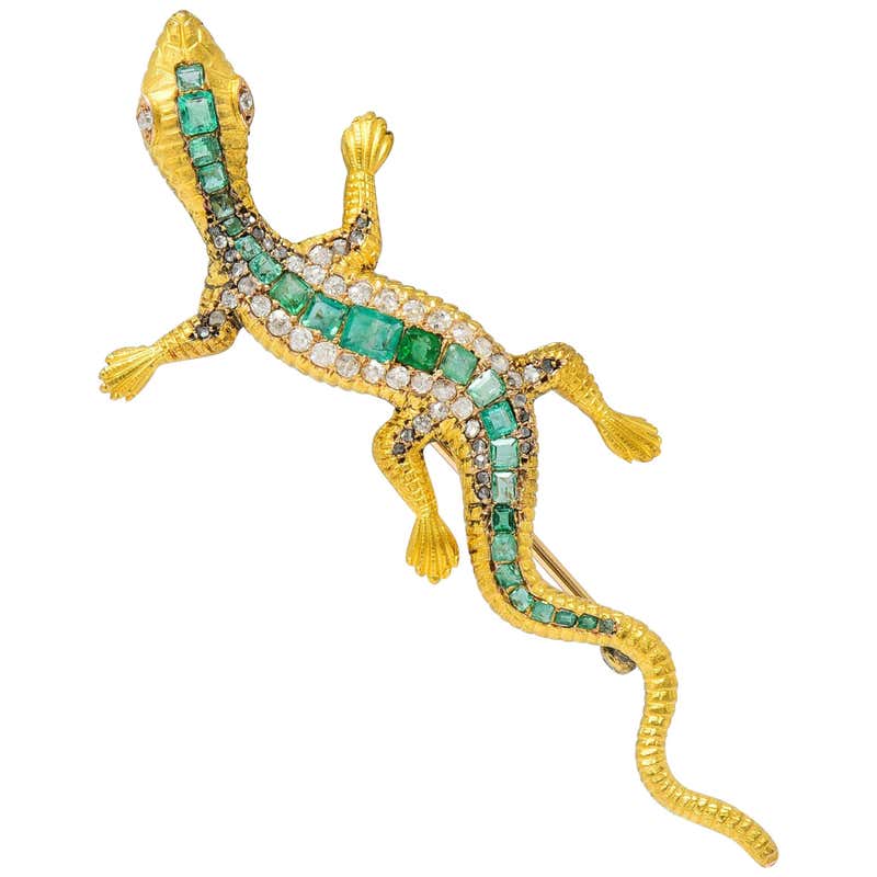 Victorian Diamond Set Lizard Brooch For Sale at 1stDibs