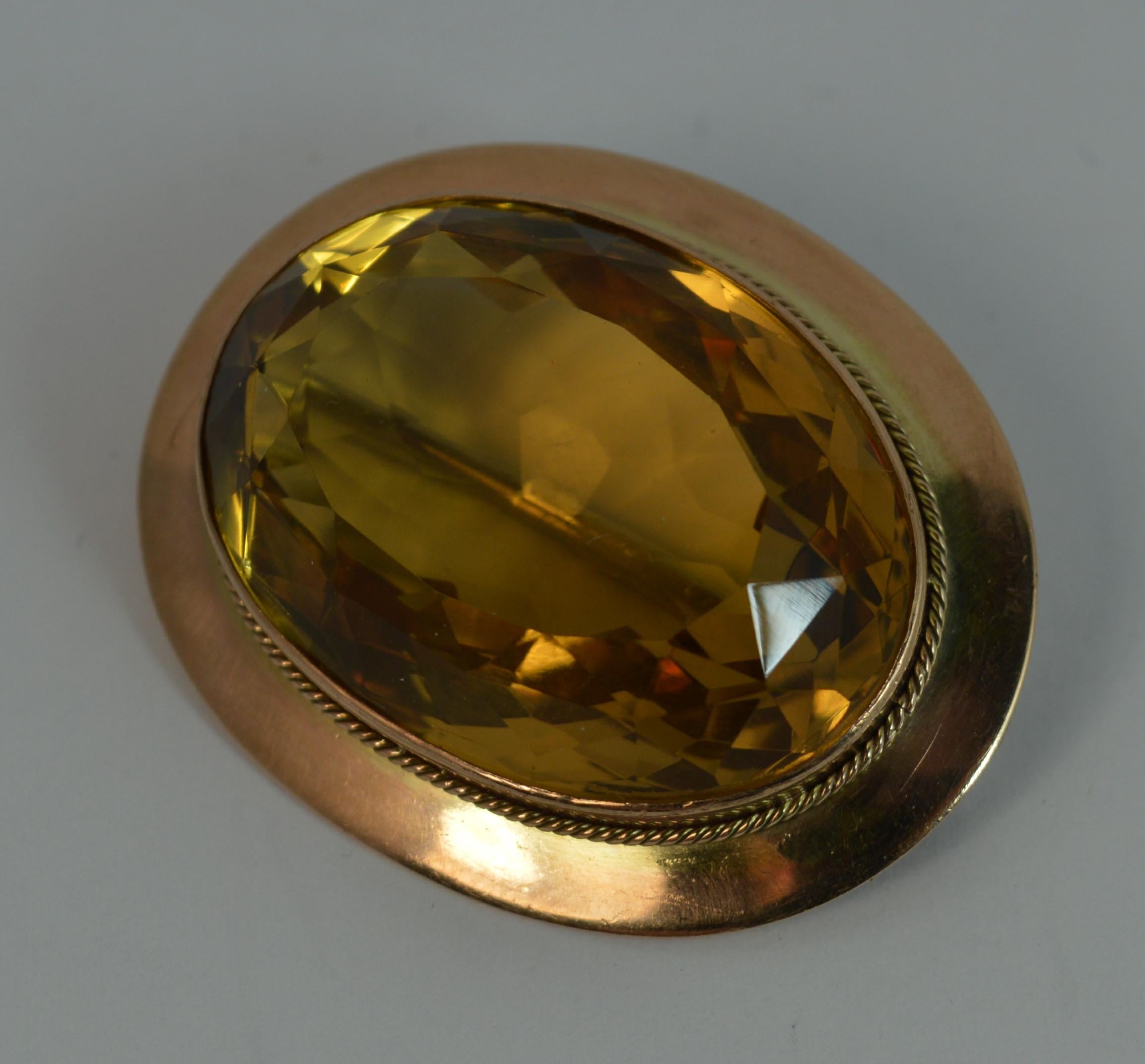 Large Victorian 48 Carat Citrine and 9 Carat Gold Statement Brooch, circa 1880 In Good Condition In St Helens, GB