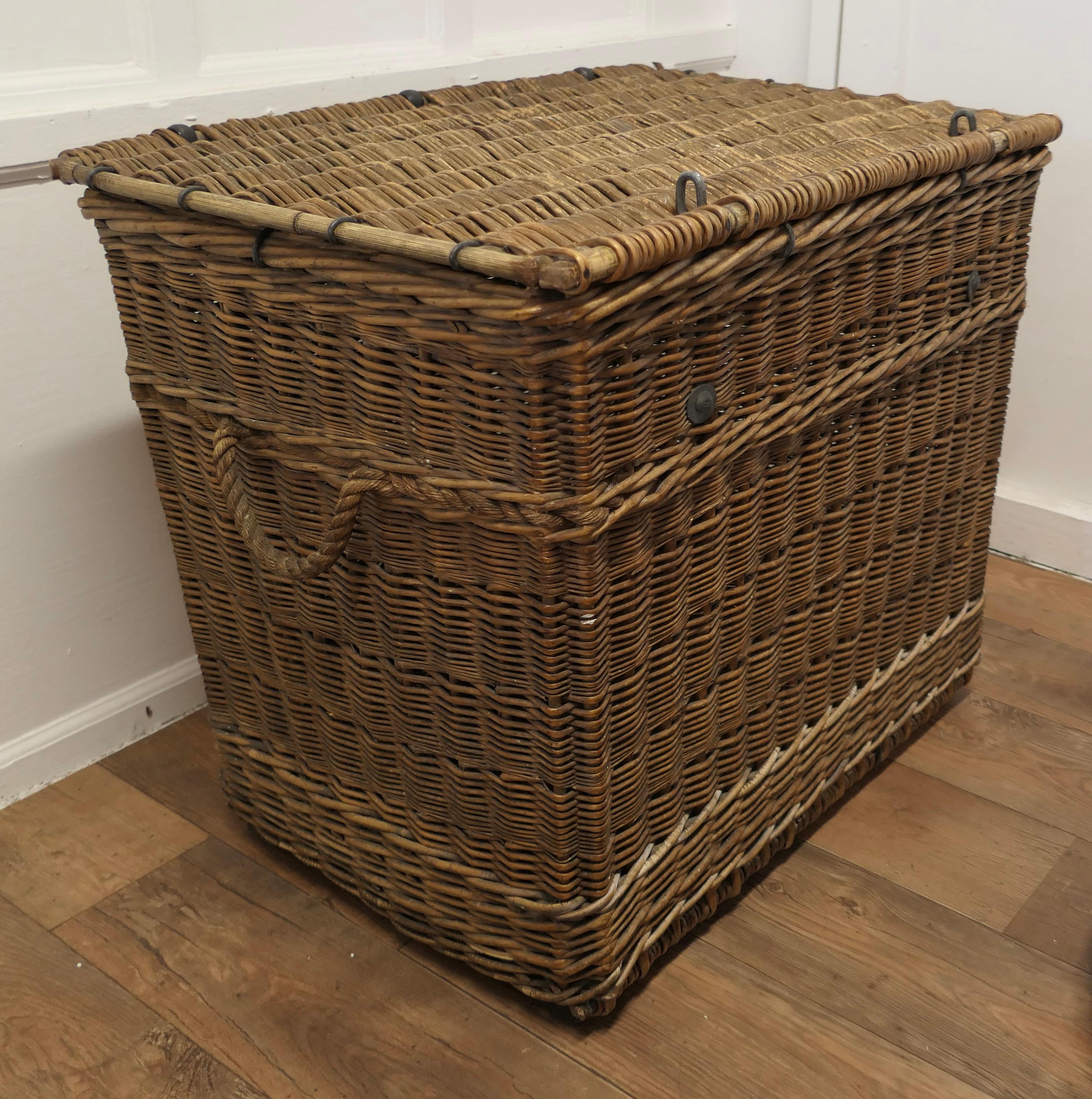 large woven laundry basket