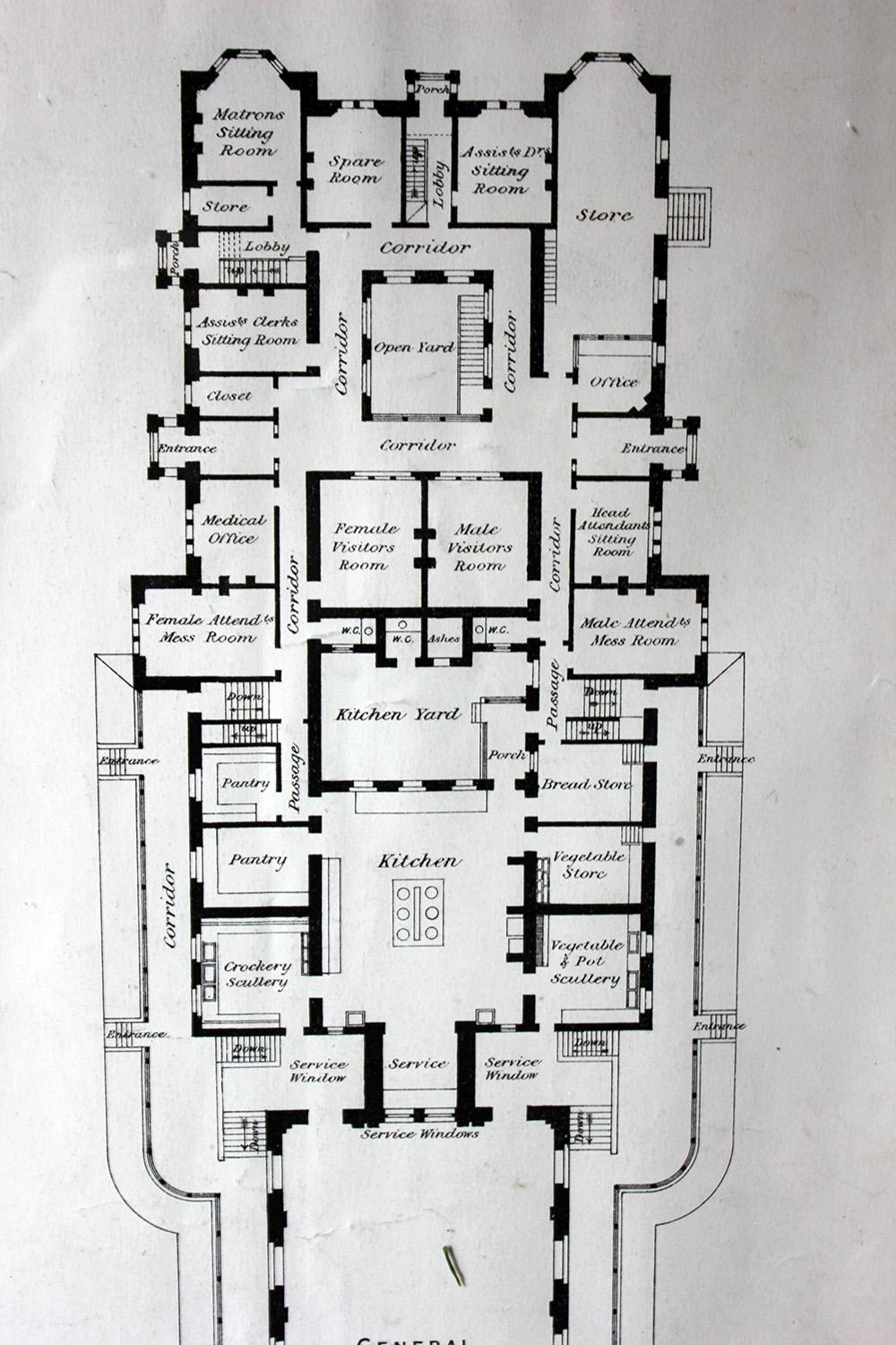 Large Victorian Architect’s Site Plan for Northumberland County Lunatic Asylum 1
