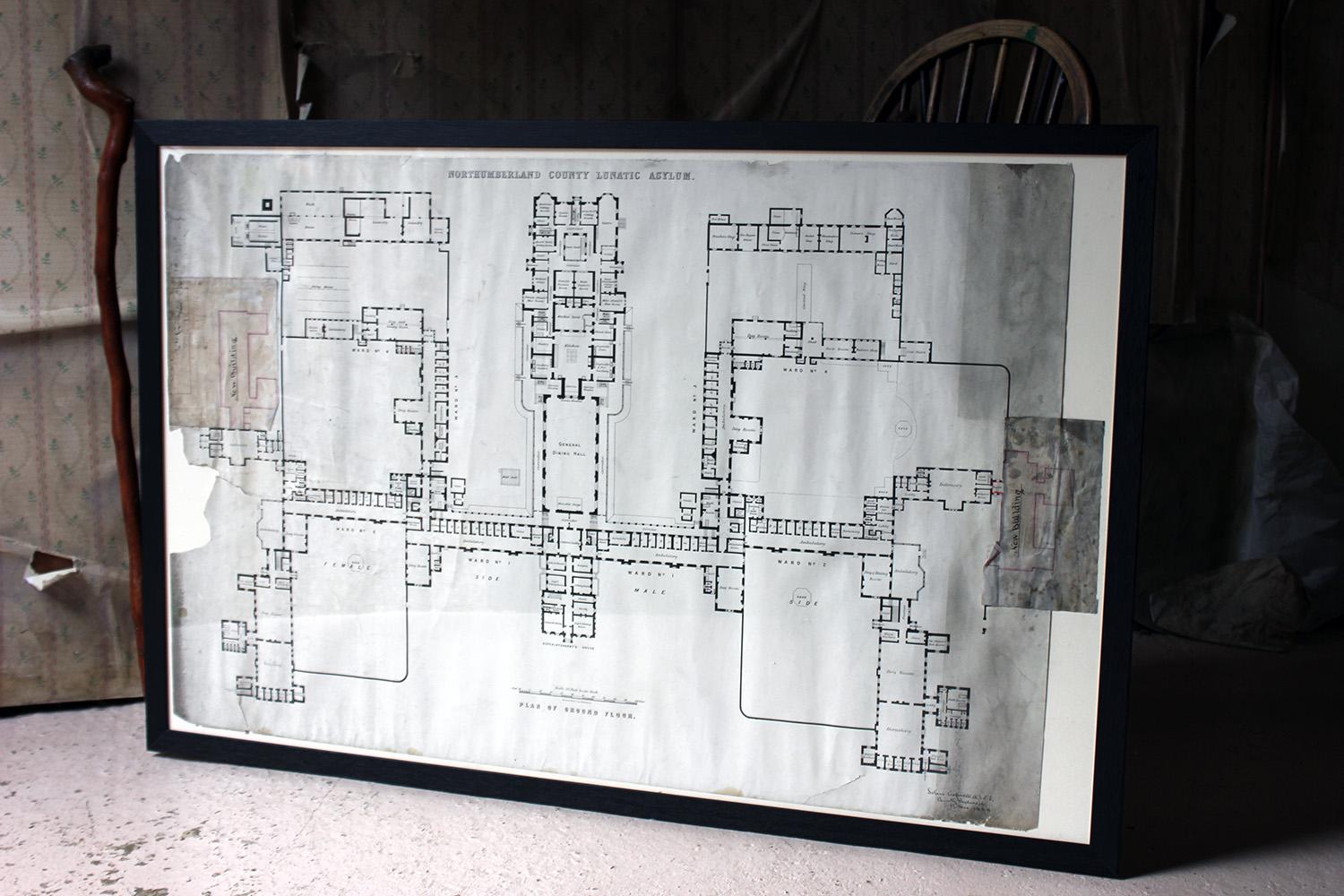 Large Victorian Architect’s Site Plan for Northumberland County Lunatic Asylum 3