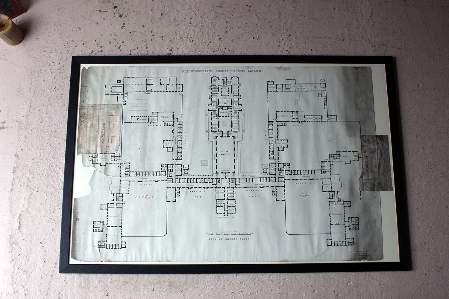 Large Victorian Architect’s Site Plan for Northumberland County Lunatic Asylum 5