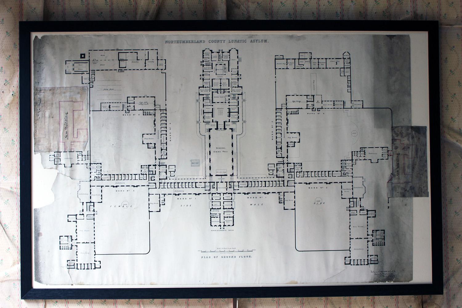 Large Victorian Architect’s Site Plan for Northumberland County Lunatic Asylum 7