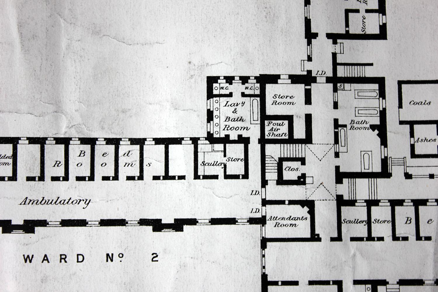 Late Victorian Large Victorian Architect’s Site Plan for Northumberland County Lunatic Asylum