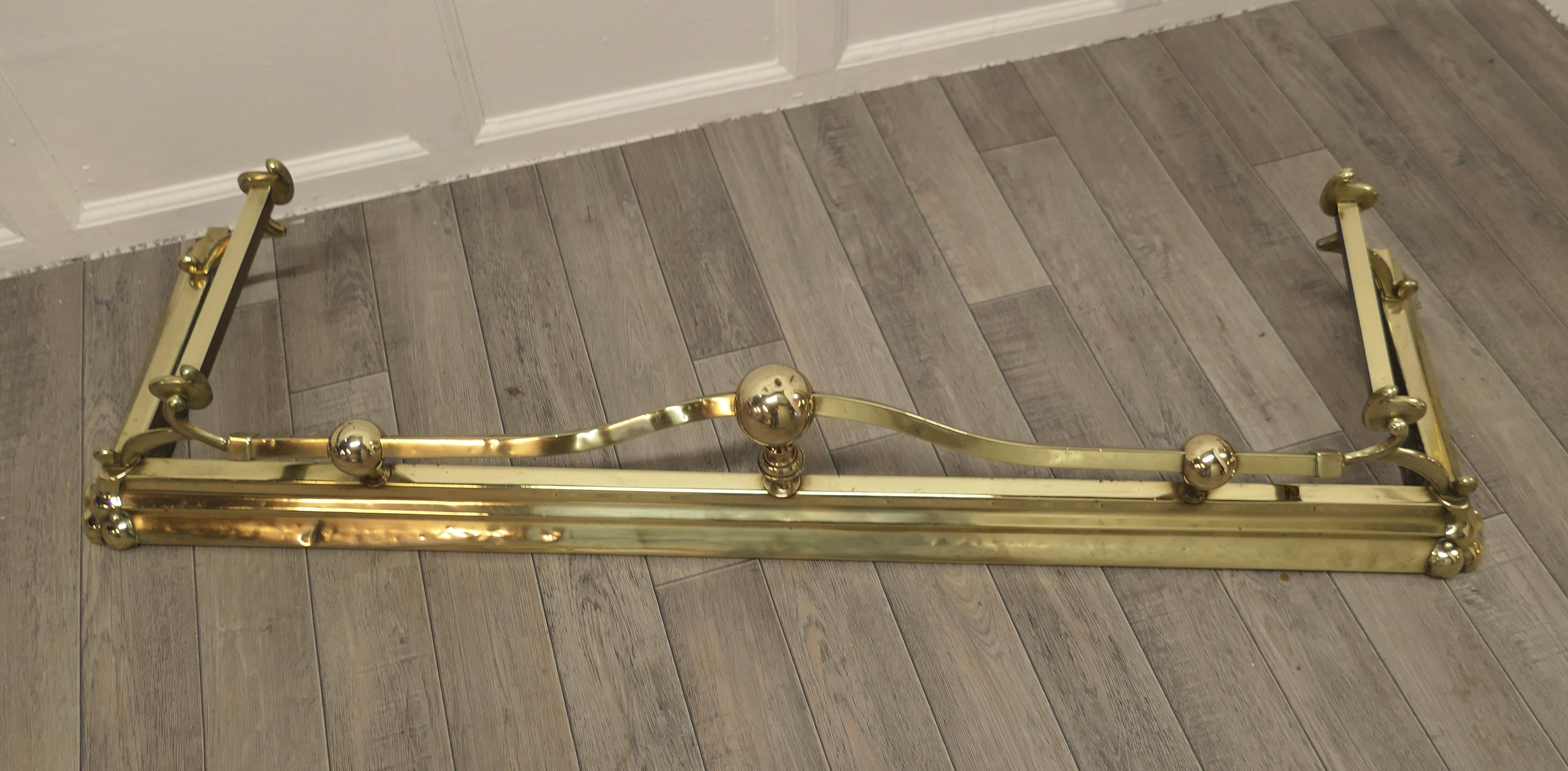 19th Century Large Victorian Art Nouveau Brass Fender For Sale