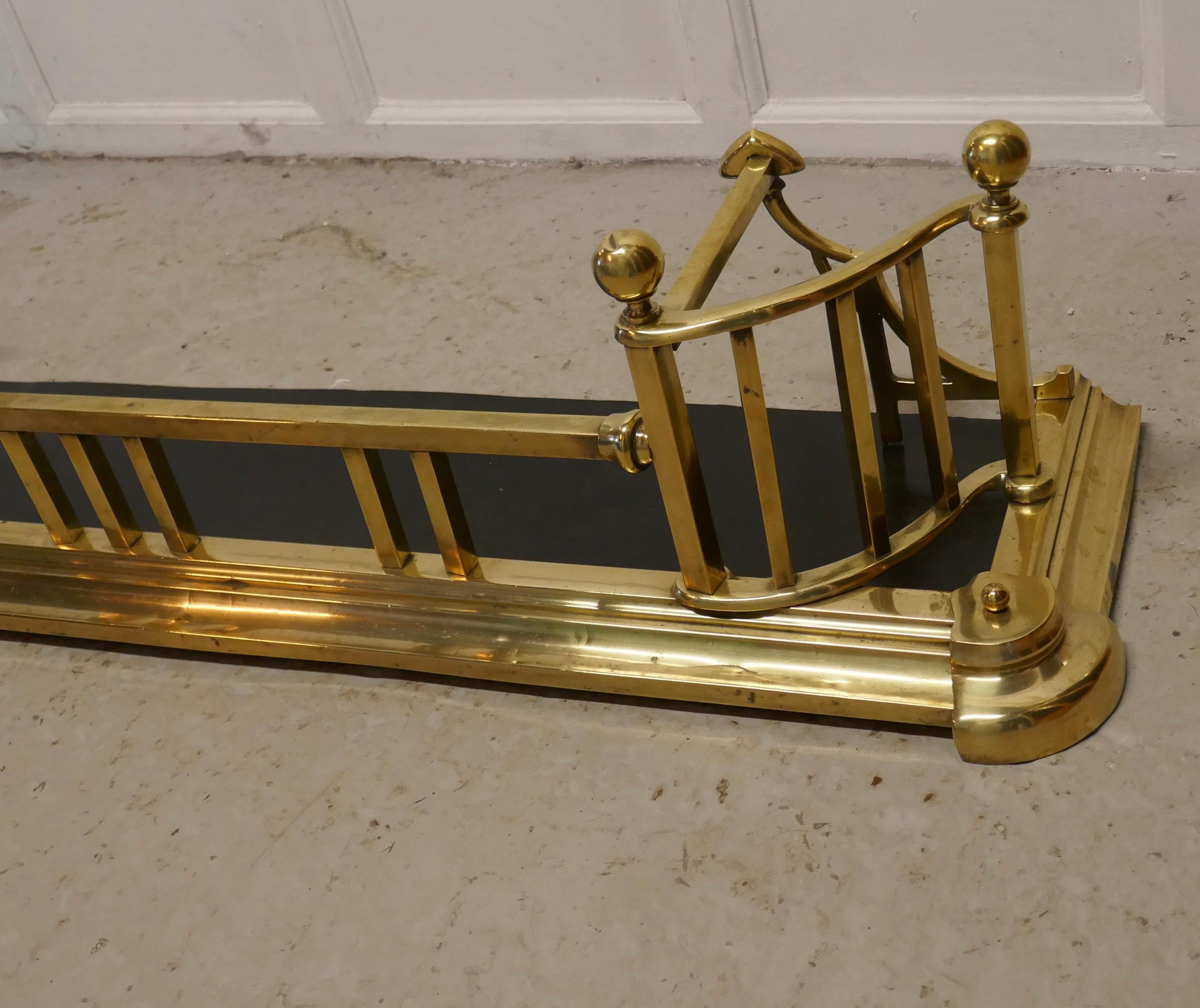 19th Century Large Victorian Arts & Crafts Brass Fender For Sale