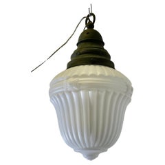 Antique Large Victorian Arts and Crafts Opalescent Ceiling Pendant Light