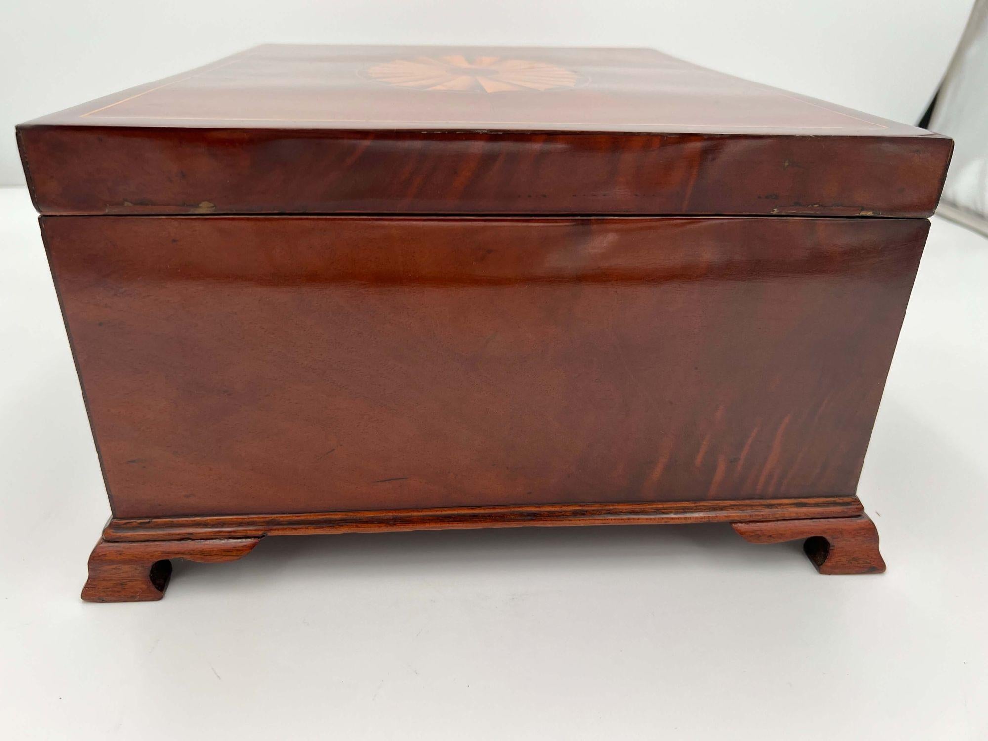 Large Victorian Box, Mahogany on Oak, England, circa 1840 For Sale 5