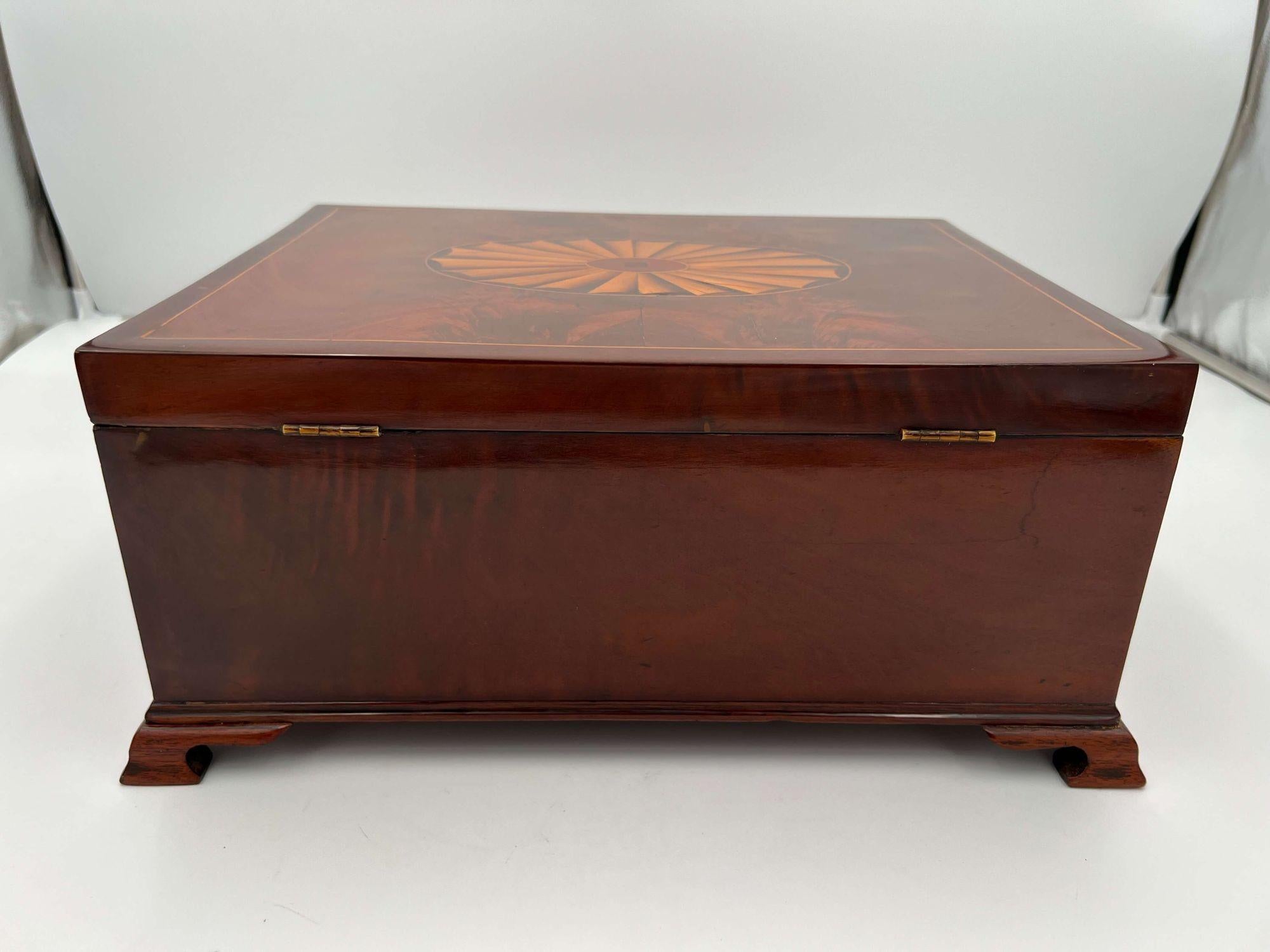 Large Victorian Box, Mahogany on Oak, England, circa 1840 For Sale 6