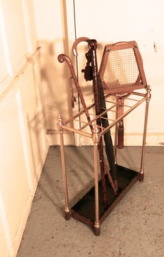 Large Victorian Brass and Cast Iron Walking Stick Stand or Umbrella Stand