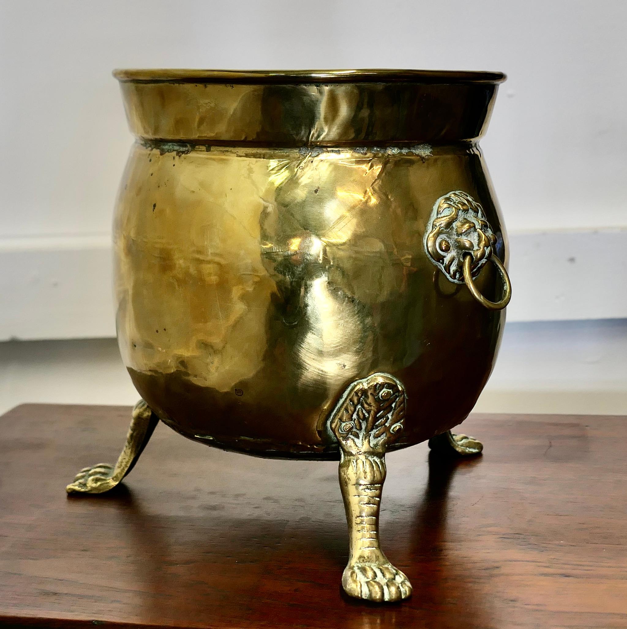 vintage brass planter with feet