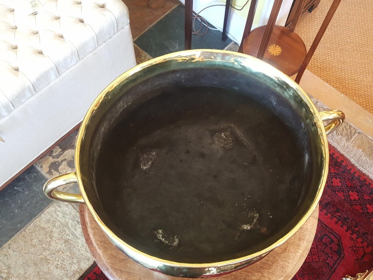 Large Victorian Brass Log Bucket For Sale at 1stDibs
