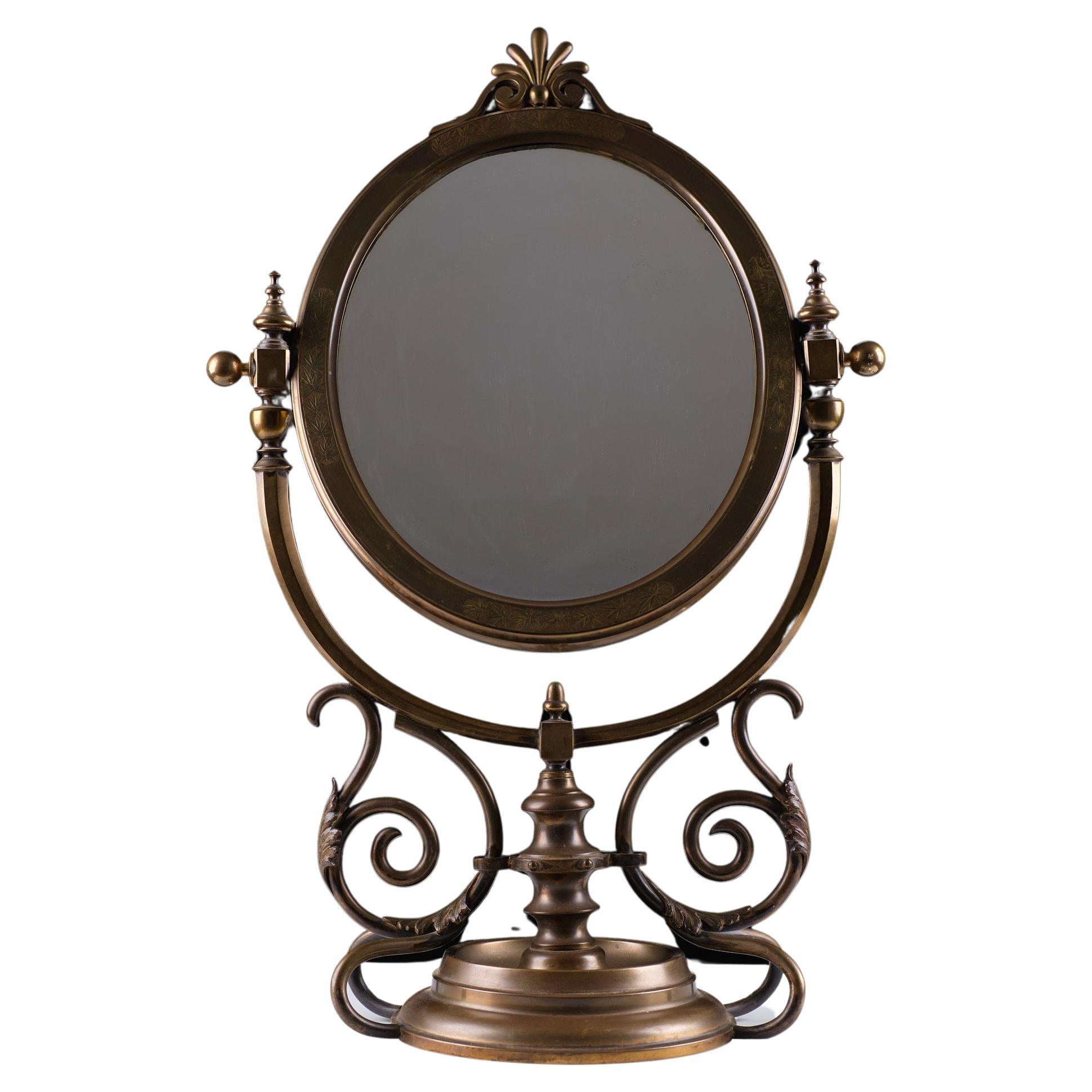 Large brass Victorian tilting table mirror. Great looking piece.
Still complete and working.