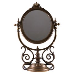 Large Victorian Brass Table Mirror, 1880s, England