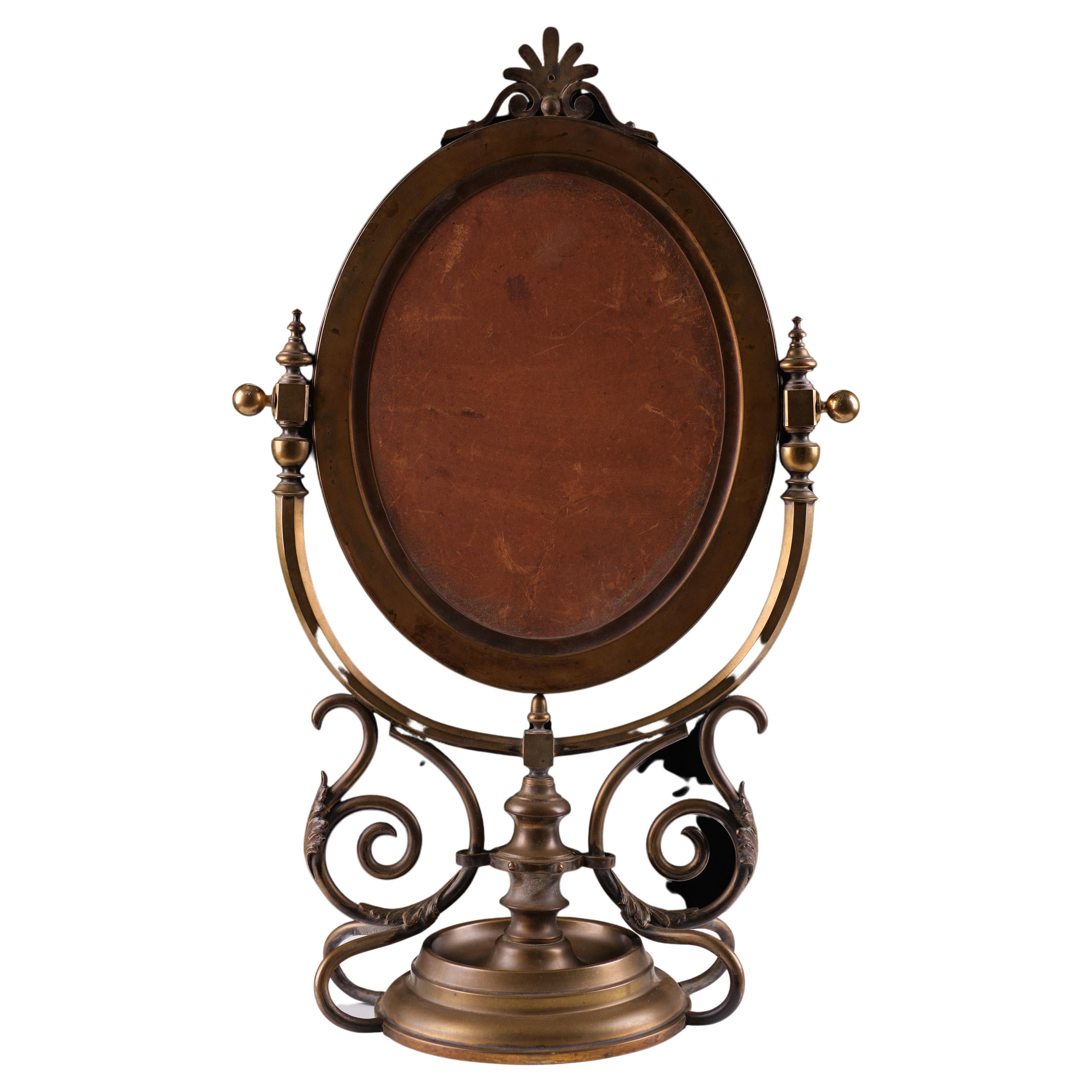 Large Victorian Brass Table Mirror, 1880s, England For Sale 1