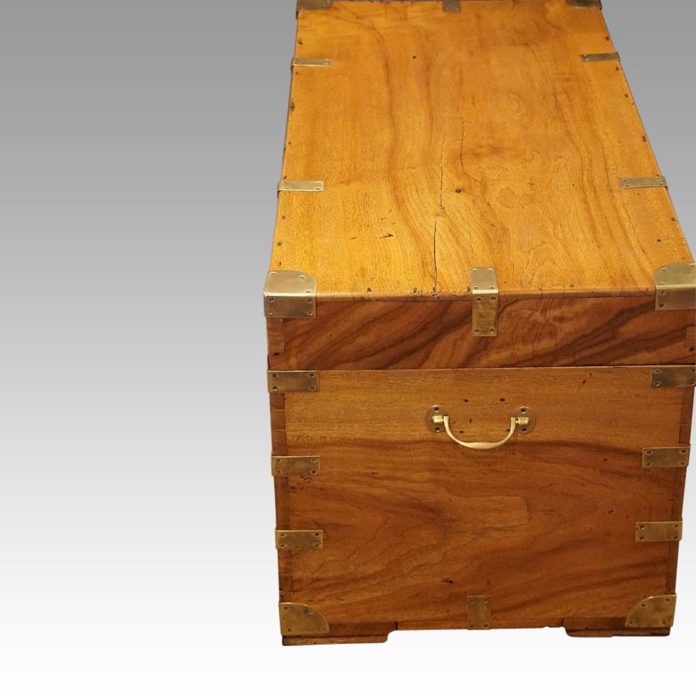 Campaign Large Victorian British Officers Brass Bound Camphorwood Trunk, circa 1890 For Sale