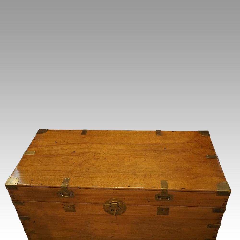 Large Victorian British Officers Brass Bound Camphorwood Trunk, circa 1890 For Sale 1