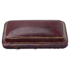 Large Victorian Brown Leather Brooch and Earring Suite Box