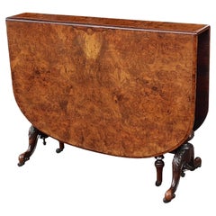Antique Large Victorian Burr Black Walnut Sutherland Table