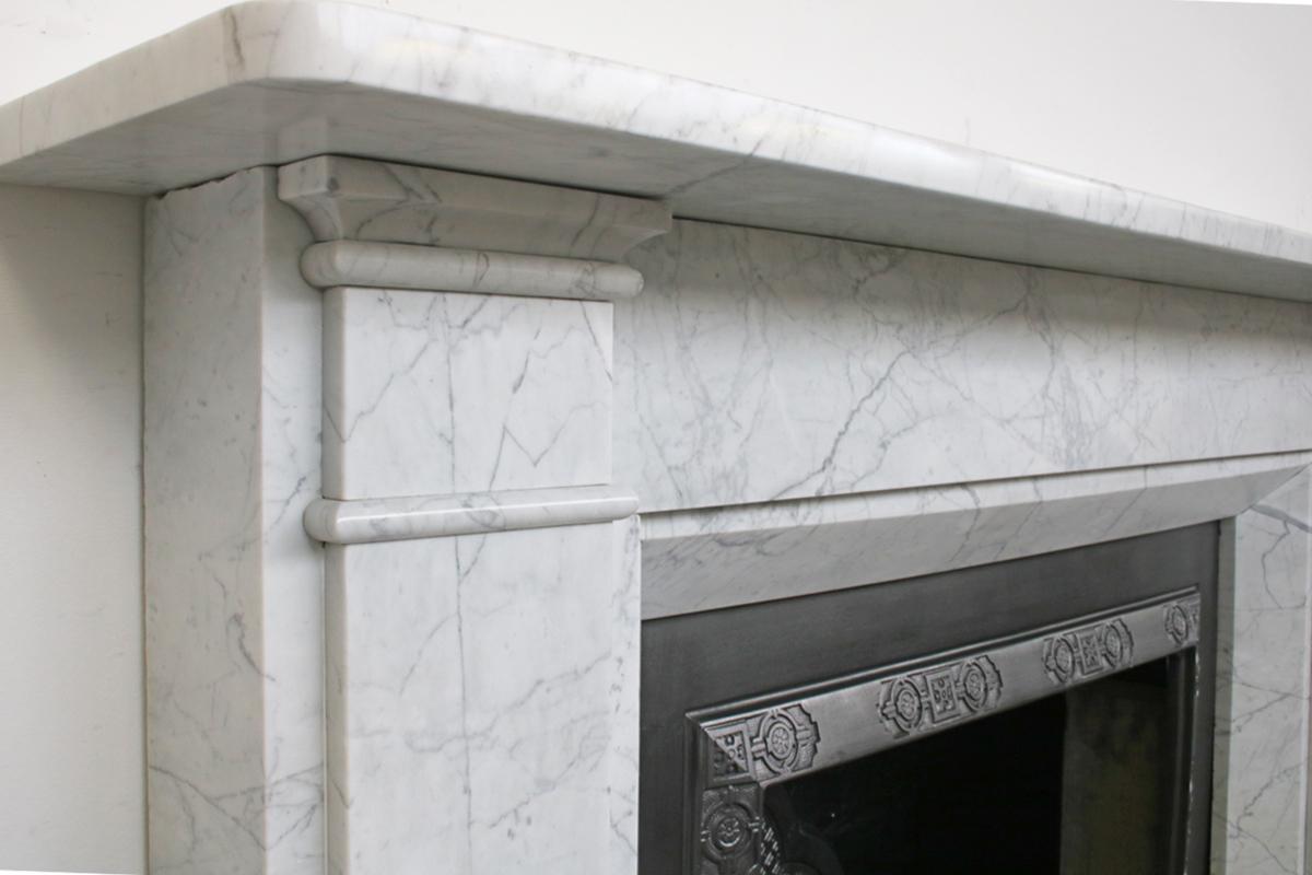 19th Century Large Victorian Carrara Marble Fireplace Surround