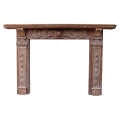 Used Large Victorian Carved Oak Fire Mantel