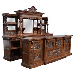 Large Victorian Carved Oak Front and Back Bar