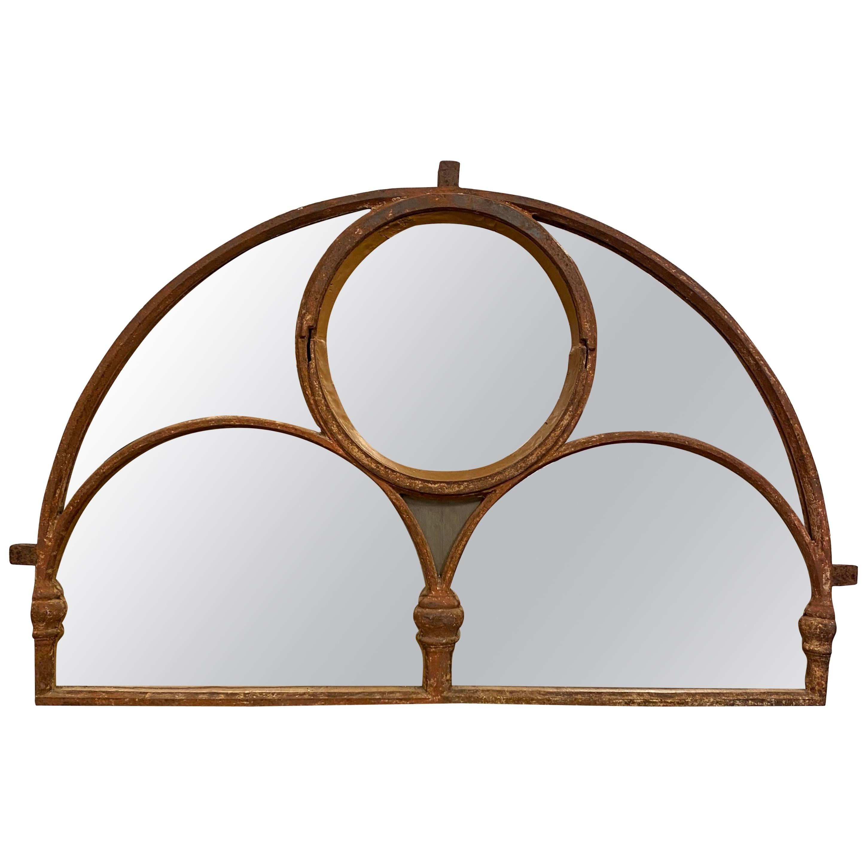 Large Victorian Cast Iron Arched Window Mirror from The Old Brighton Aquarium