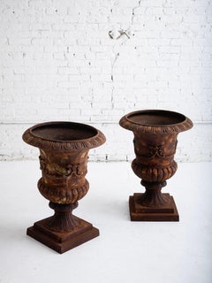 Large Victorian Cast Iron Garden Planters - A Pair