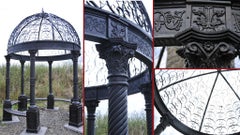 Large Victorian Cast Iron Gazebo Architectural Garden Seat Dome Canopy