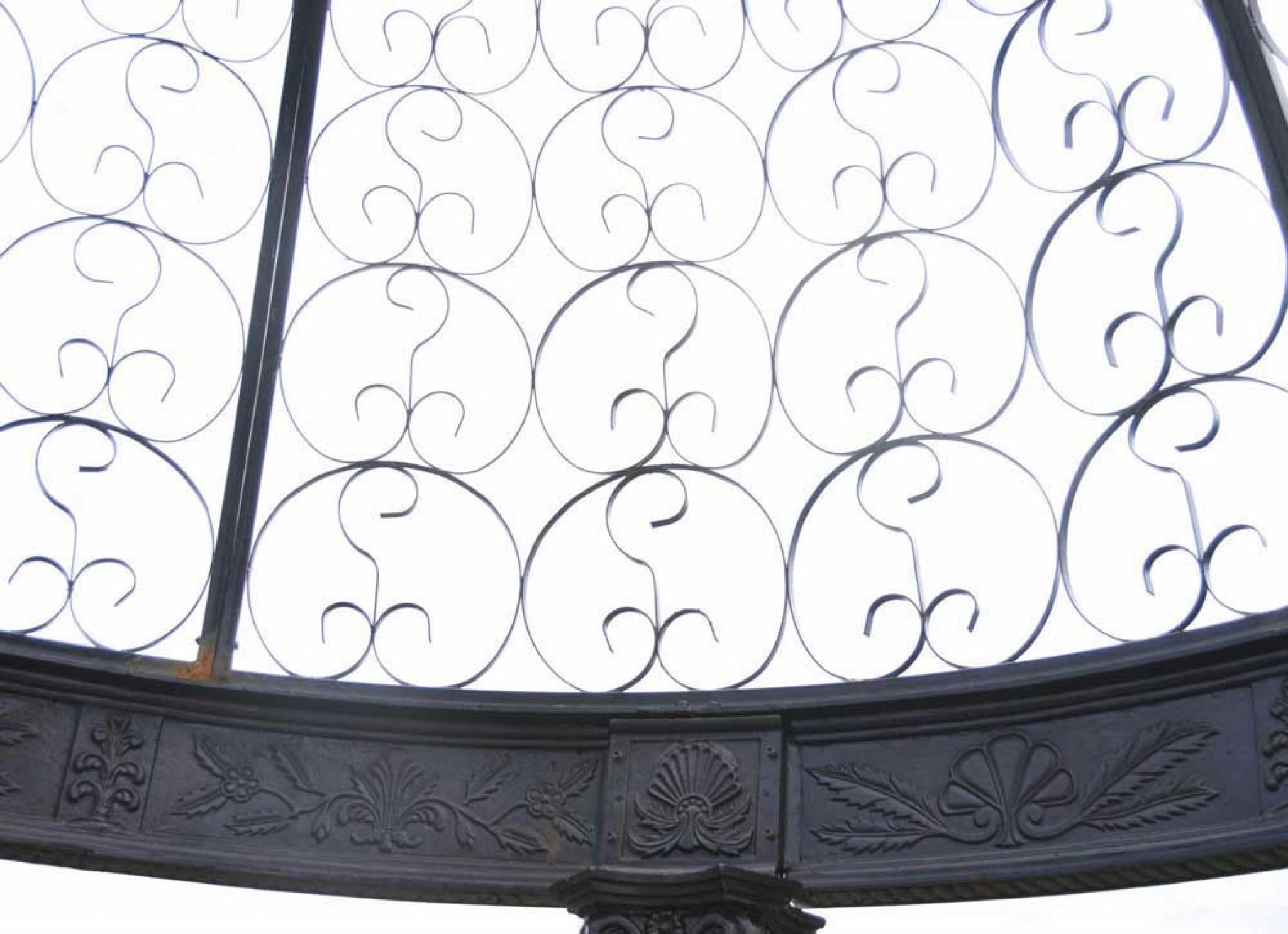 Late 20th Century Large Victorian Cast Iron Gazebo Architectural Garden Seat Dome Canopy For Sale