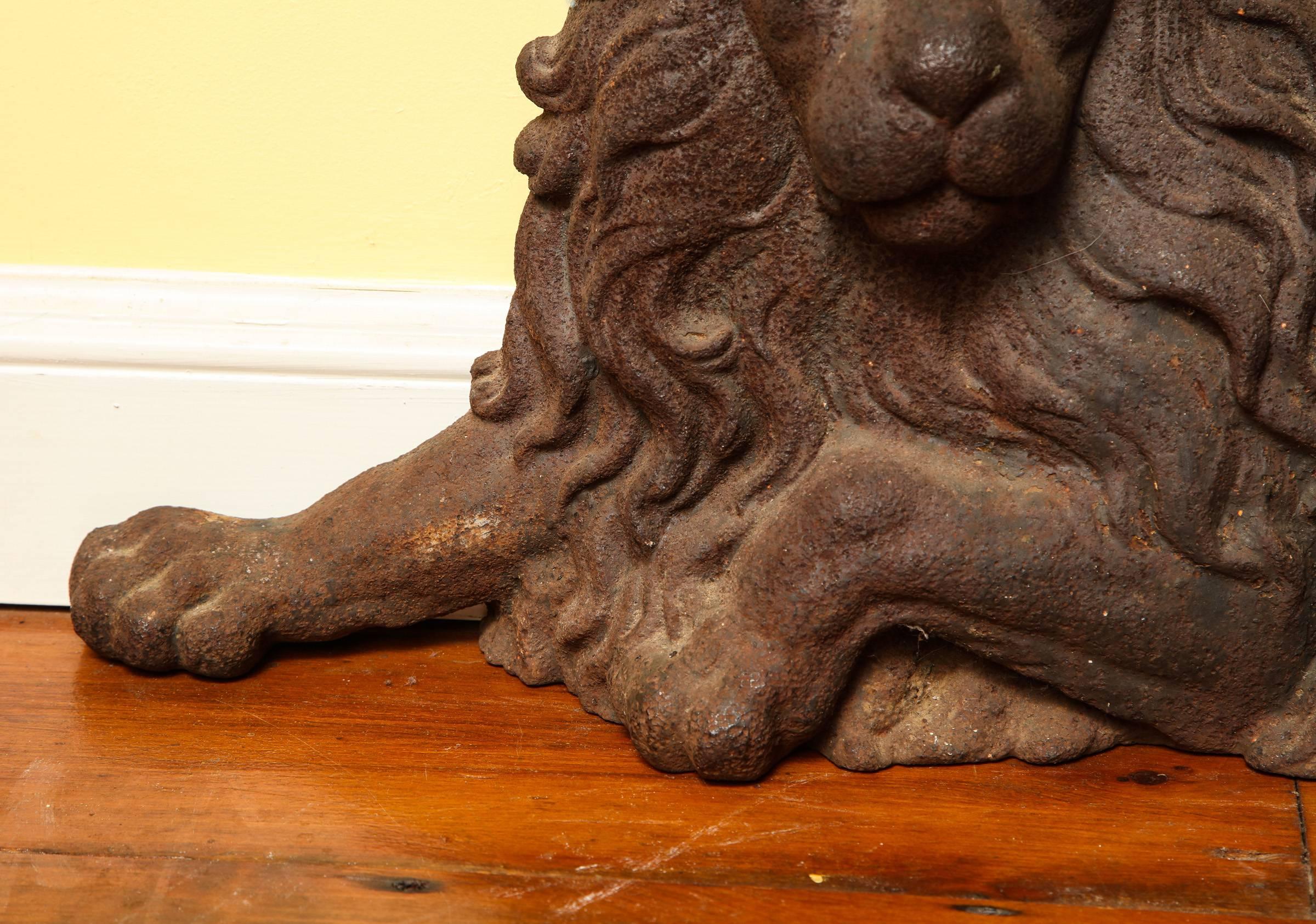 Large Victorian Cast Iron  Recumbent Lion English, circa 1850 In Stock For Sale 1