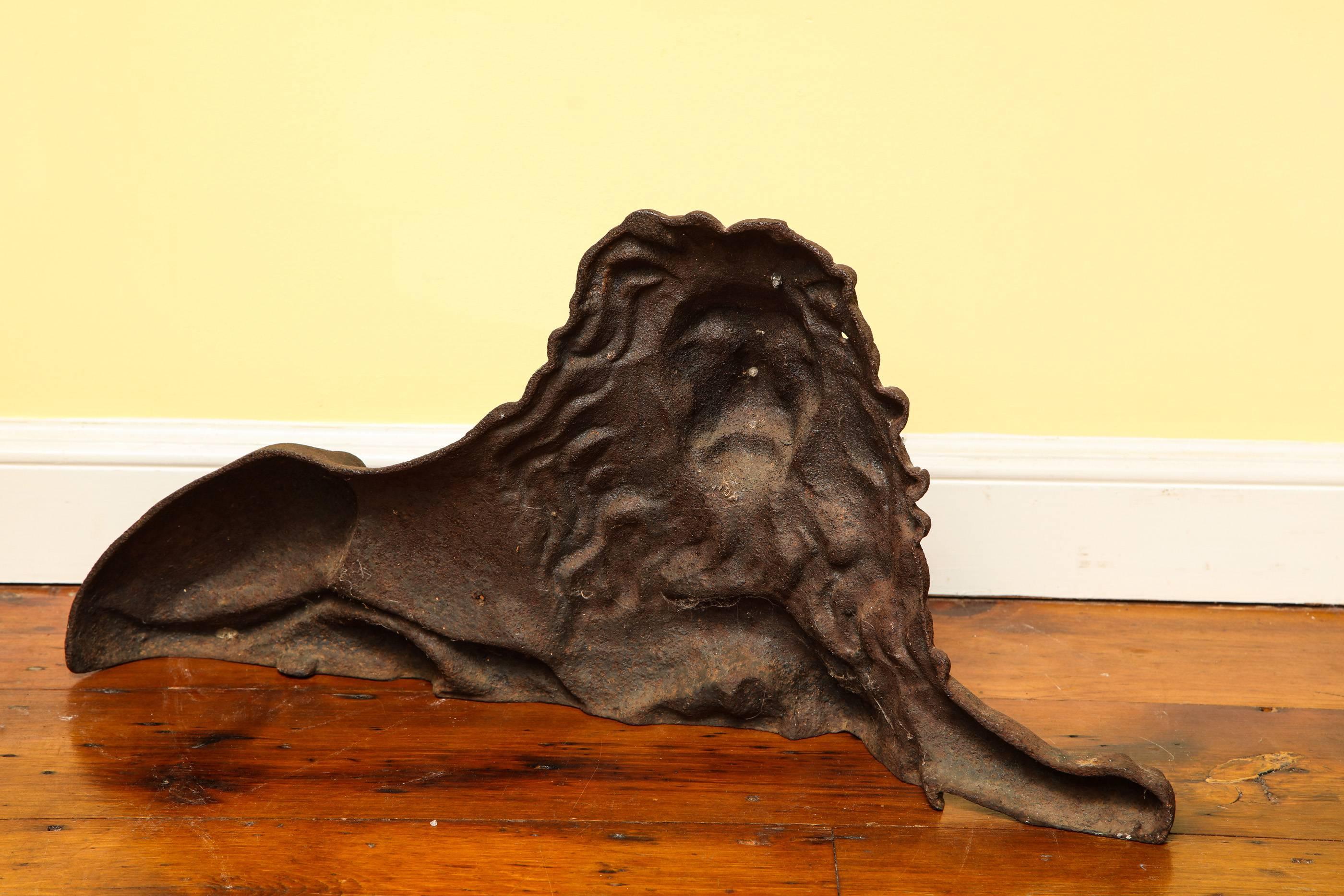 Large Victorian Cast Iron  Recumbent Lion English, circa 1850 In Stock For Sale 2