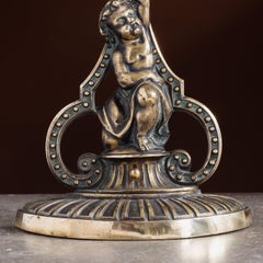 Large Victorian Cherub and Lion Brass Door Porter