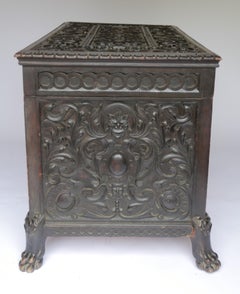 Large Victorian Chinese Redwood carved coffer