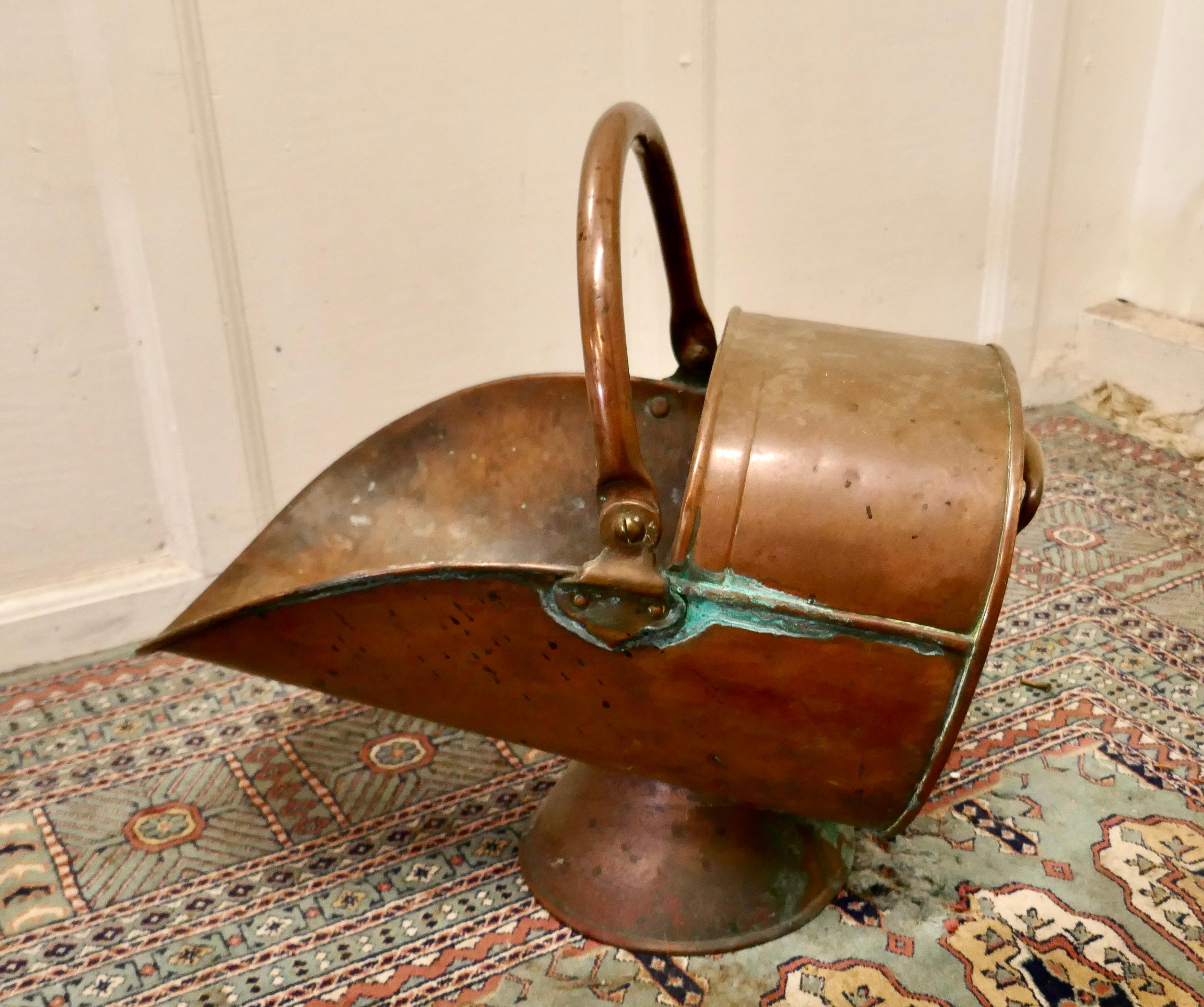 Large Victorian Copper Helmet Coal Scuttle 1