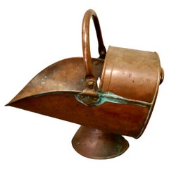 Antique Large Victorian Copper Helmet Coal Scuttle