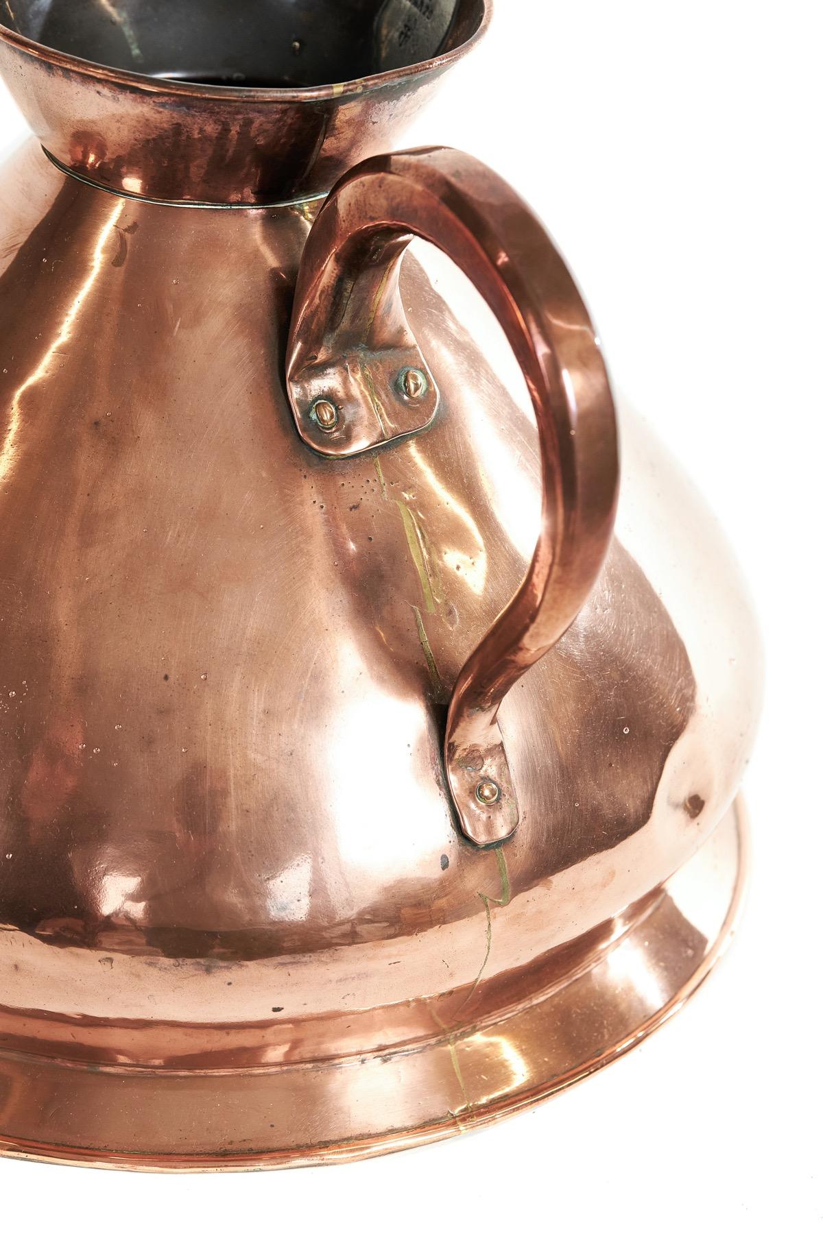 Hand-Crafted Large Victorian Copper Jug 12 Quartz For Sale
