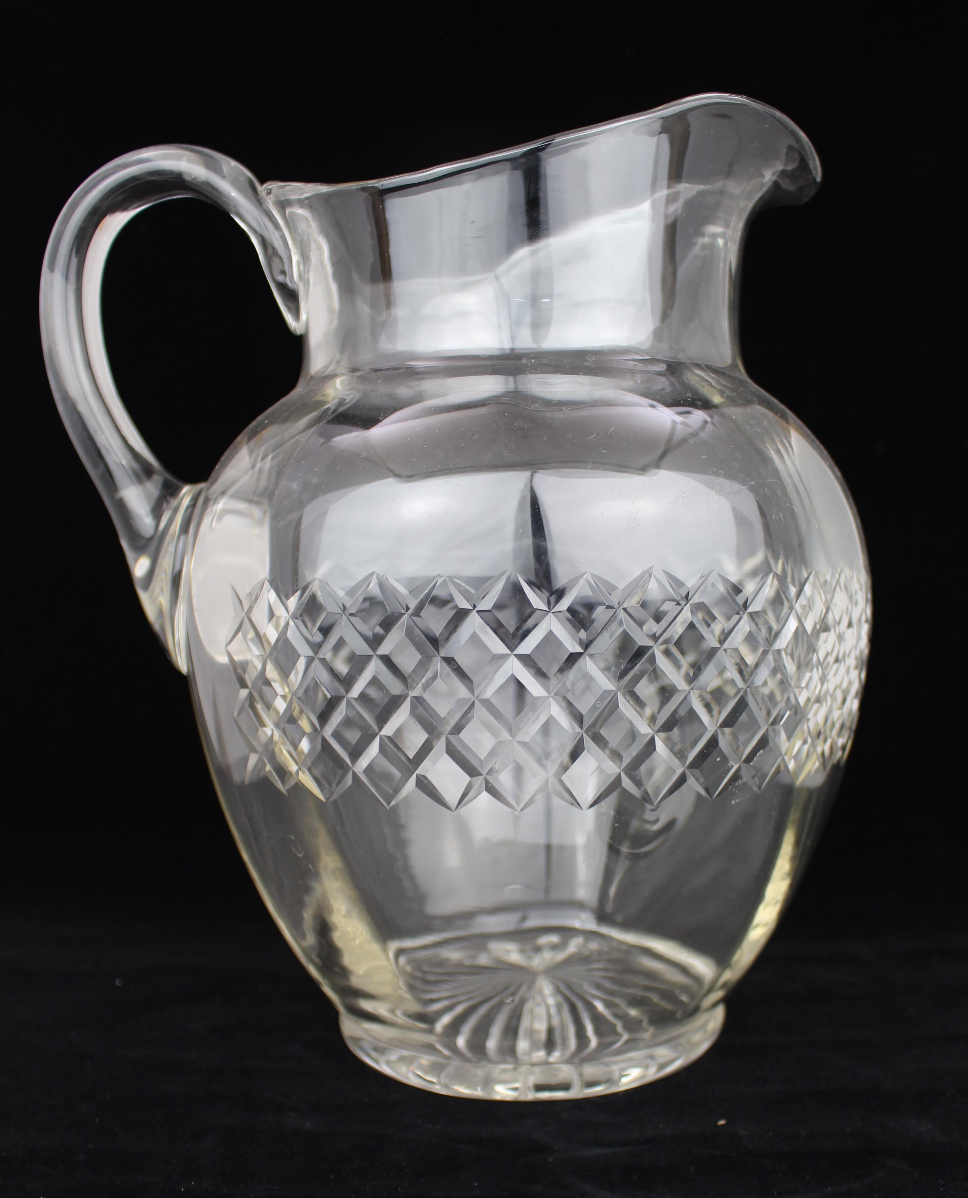 Large Victorian Cut Crystal Jug & Bowl Set For Sale 3