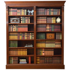 Large Victorian Double Open Bookcase in Mahogany