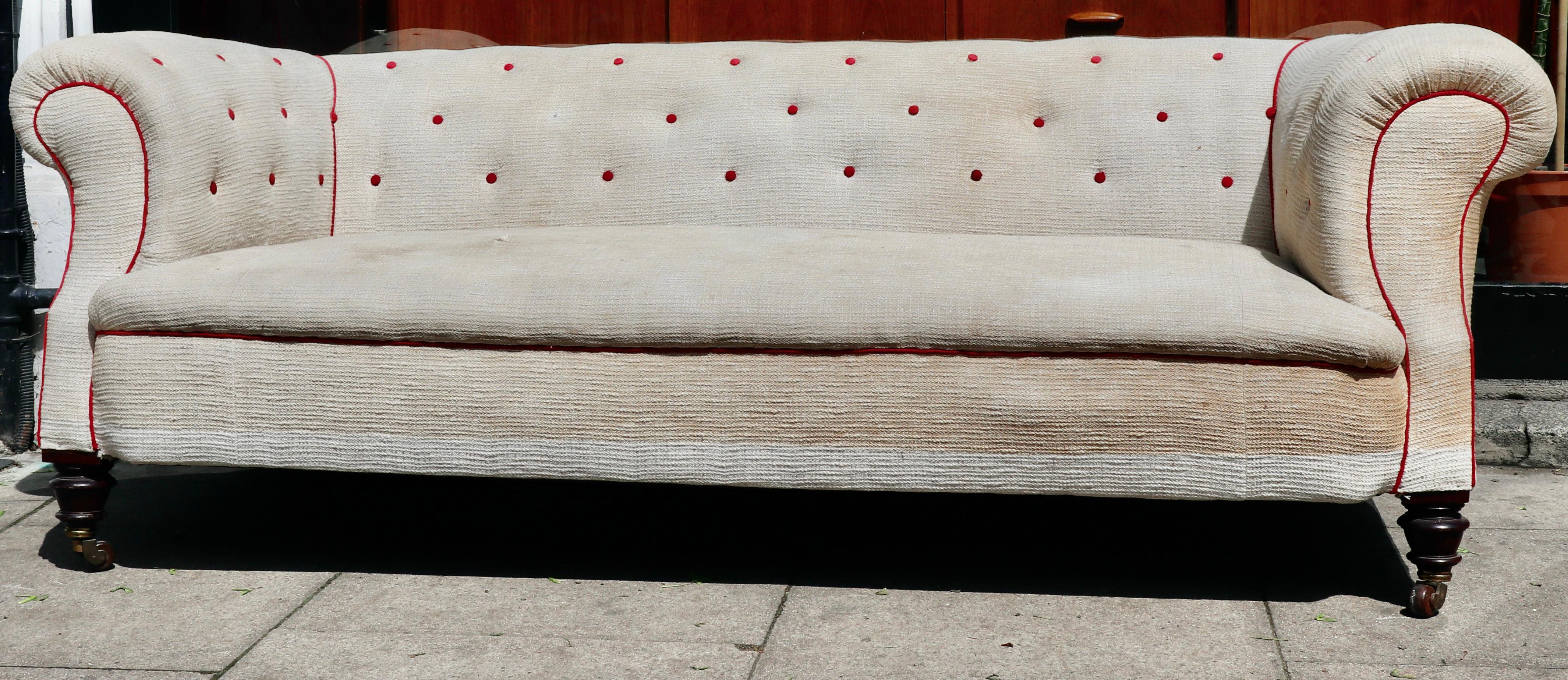 Victorian LARGE VICTORIAN ENGLISH CHESTERFIELD SOFA c1890 For Sale