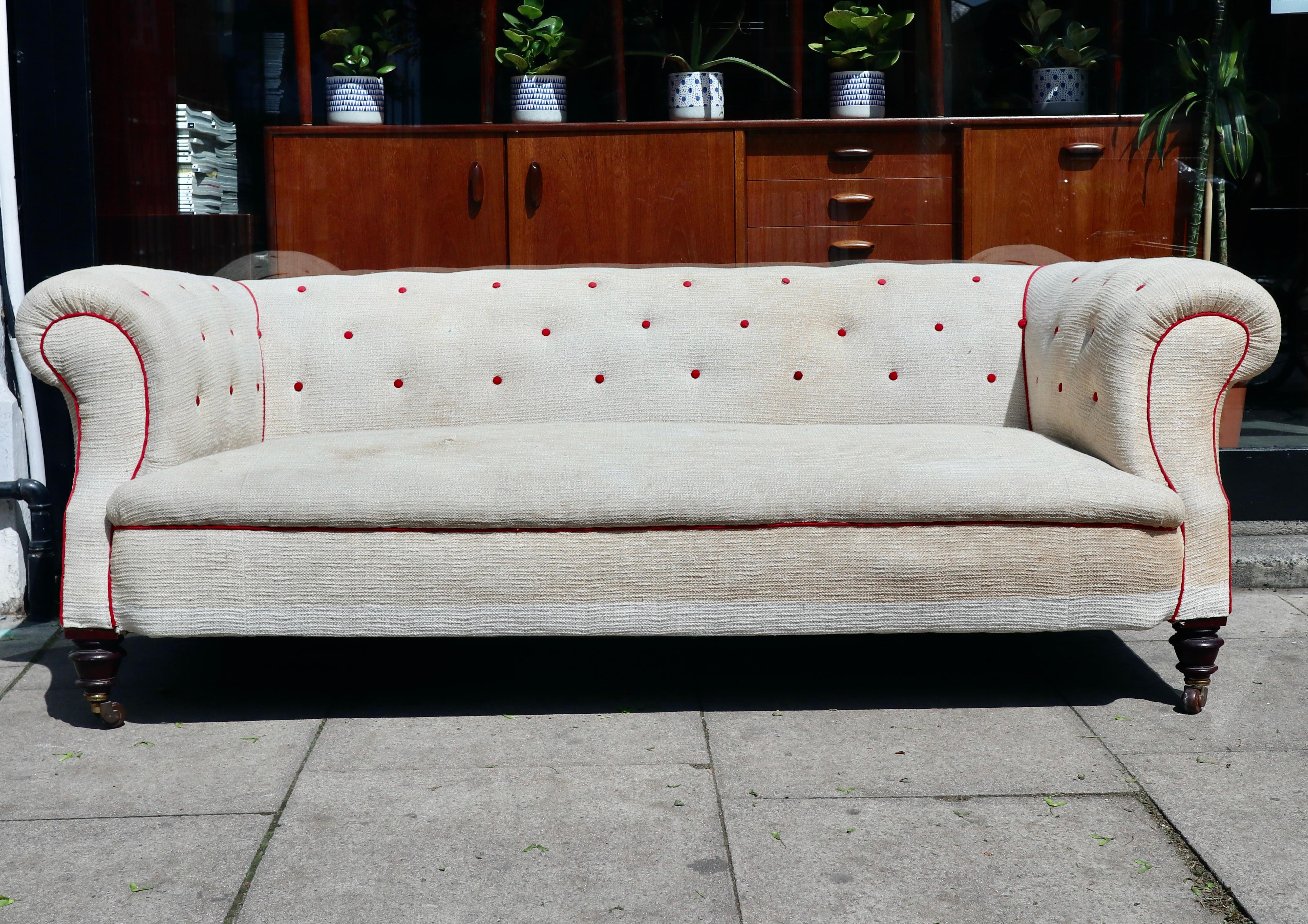 English LARGE VICTORIAN ENGLISH CHESTERFIELD SOFA c1890 For Sale